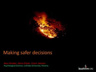 Making safer decisions Mary Omodei, Glenn Elliott, Claire Johnson Psychological Science, LaTrobe University, Victoria 