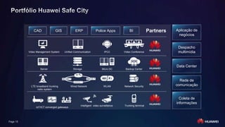 Page 15
IoT/ICT converged gateways
Intelligent video surveillance Trunking terminal
LTE broadband trunking
radio system
Wired Network WLAN
Partners
Video ConferenceUnified Communication
Network Security
Server Storage Micro DC Backup Center
Video Management System IPCC
Data Center
Rede de
comunicação
Coleta de
informações
Aplicação de
negócios
Despacho
multimídia
CAD GIS ERP BIPolice Apps
 
