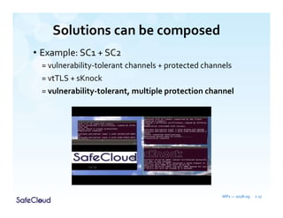 Solutions can be composed
• Example: SC1 + SC2
= vulnerability-tolerant channels + protected channels
= vtTLS + sKnock
= vulnerability-tolerant, multiple protection channel
WP1 — 2018-09 » 17
 