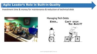 Agile Leader’s Role in Built-in-Quality
Investment time & money for maintenance & reduction of technical debt
Janani Liyanage @ Agility Tune-up
 