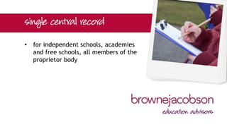 • for independent schools, academies
and free schools, all members of the
proprietor body
 