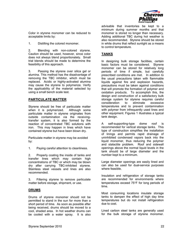 Safe handling and_storage_of_styrene_monomer
