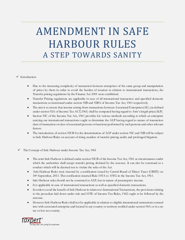 Safe Harbour Rules Amendment