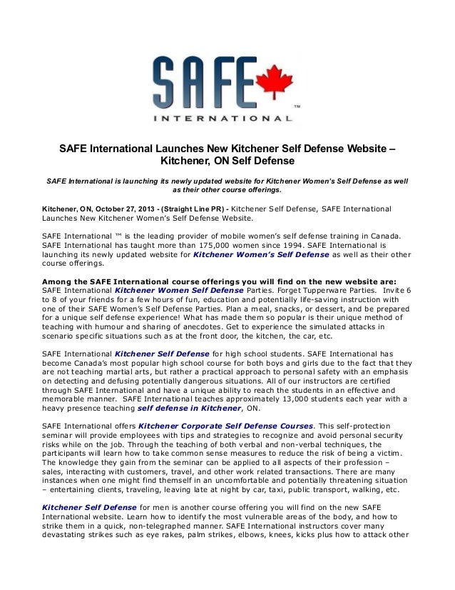 SAFE International Launches New Kitchener Self Defense site