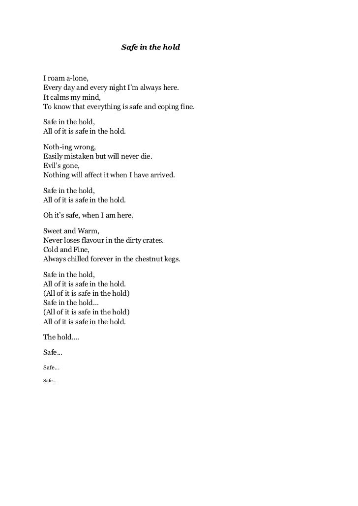 Safe In The Hold Song