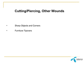 Cutting/Piercing, Other Wounds Sharp Objects and Corners Furniture Tipovers 