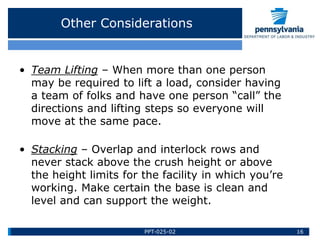 Stacking Above Safe Lifting Material and manual Handling | PPT