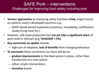 Pork safety assessment and first results from pilot interventions targeting slaughter and retail in selected provinces of Northern Vietnam