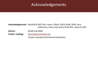 Pork safety assessment and first results from pilot interventions targeting slaughter and retail in selected provinces in northern Vietnam