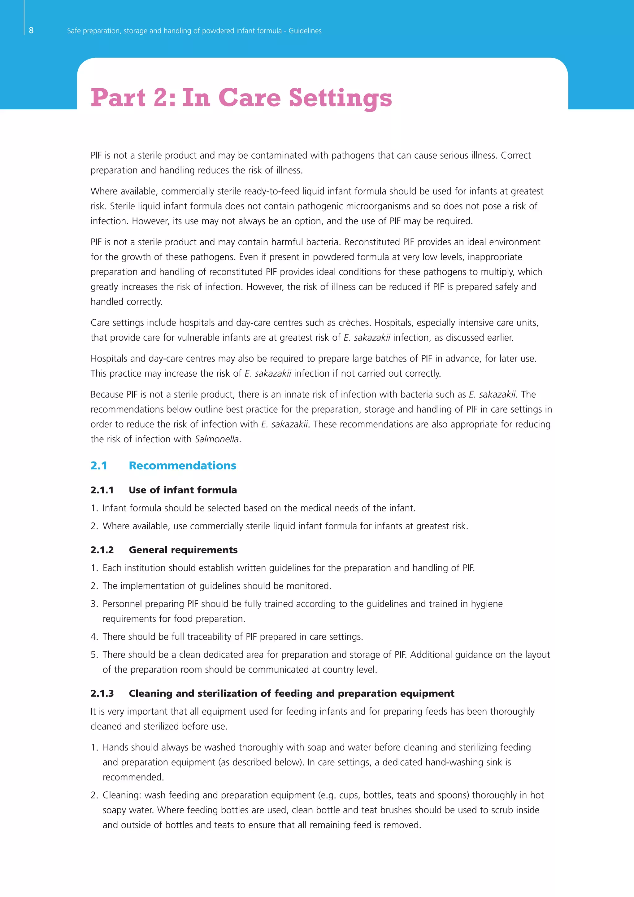 Safe Preparation, Storage And Handling Of Powdered Infant Formula ...
