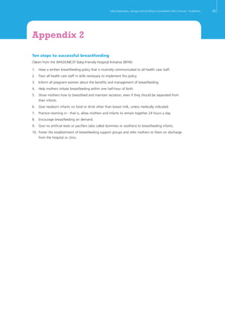 Safe Preparation, Storage And Handling Of Powdered Infant Formula ...