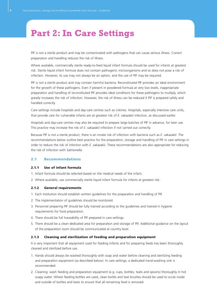 Safe Preparation, Storage And Handling Of Powdered Infant Formula G…