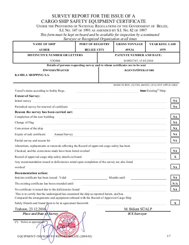 Marine Engineering Cargo Ship Safety Construction Certificate