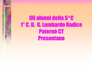 Gli alunni della 5^C
1° C. D. G. Lombardo Radice
Paternò CT
Presentano
 