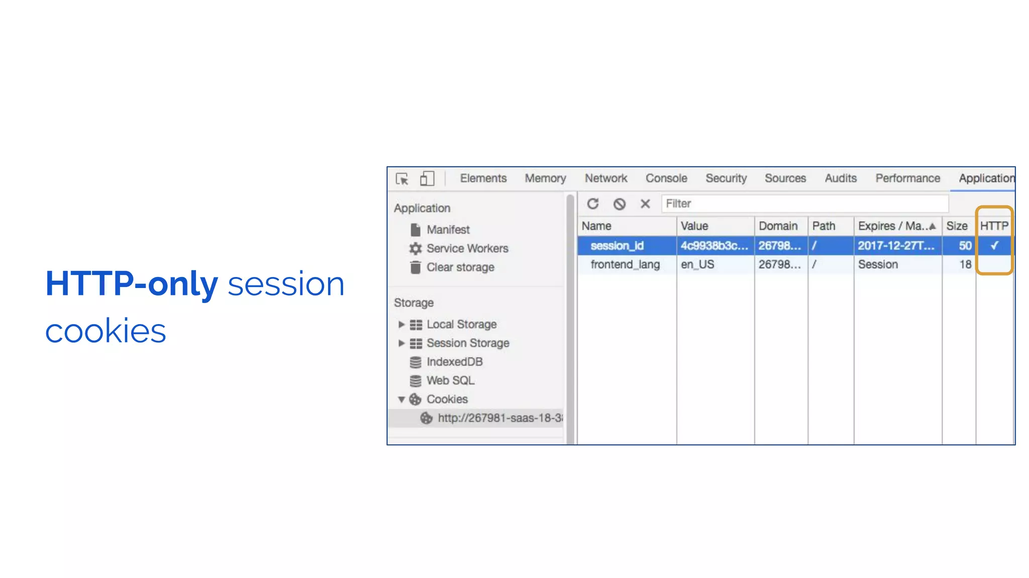 HTTP-only session
cookies
 