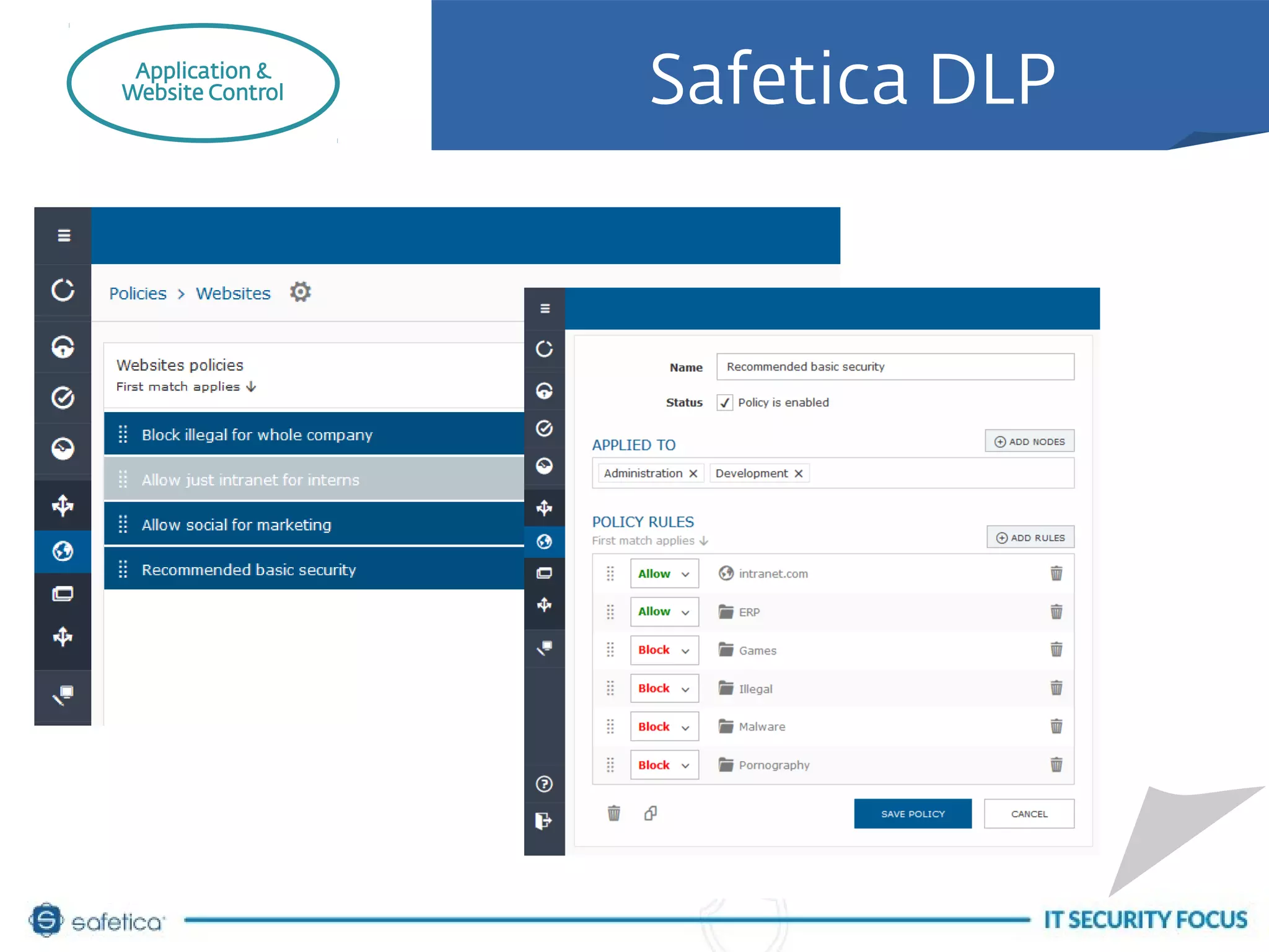 Application &
Website Control Safetica DLP
 
