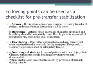 Safe transfer of unstable patient from hospital NABH ppt.pptx