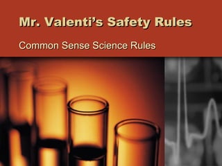Mr. Valenti’s Safety Rules Common Sense Science Rules 