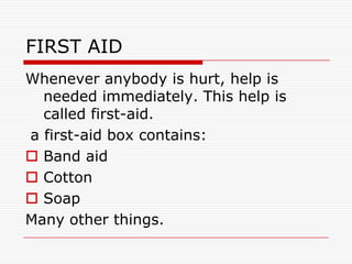 Safety | PPT | First Aid | Injuries