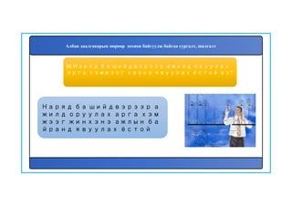 96
Наряд ба шийдвэрээр а
жилд оруулах арга хэм
жээг жинхэнэ ажлын ба
йранд явуулах ёстой
95.Наряд ба шийдвэрээр ажилд оруулах
арга хэмжээг хаана явуулах ёстой вэ?
Албан даалгаварын мөрөөр зохион байгуулж байгаа сургалт, шалгалт
 