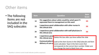 Saq Questionnaire.pdf Comprehensive Safety Attitudes Questionnaire (SAQ) Results and Analysis ...