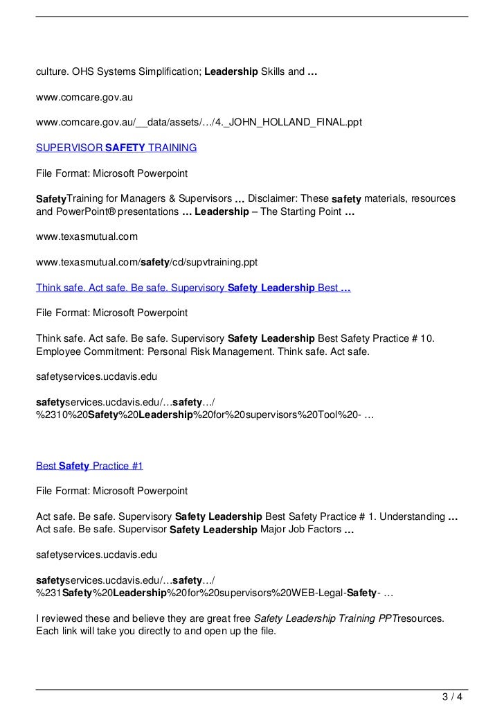 Safety Leadership Training PPT