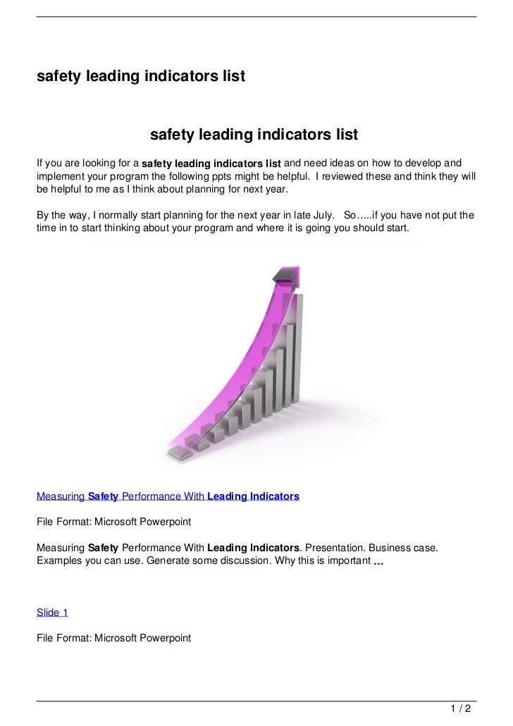 List of leading indicators trading'