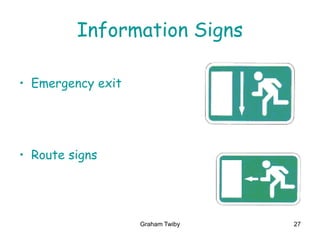 Graham Twiby 27
Information Signs
• Emergency exit
• Route signs
 