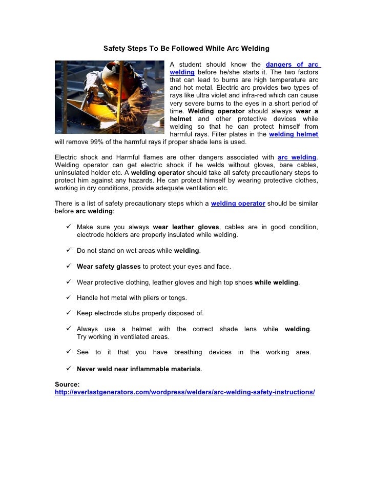 Safety Steps To Be Followed While Arc Welding
