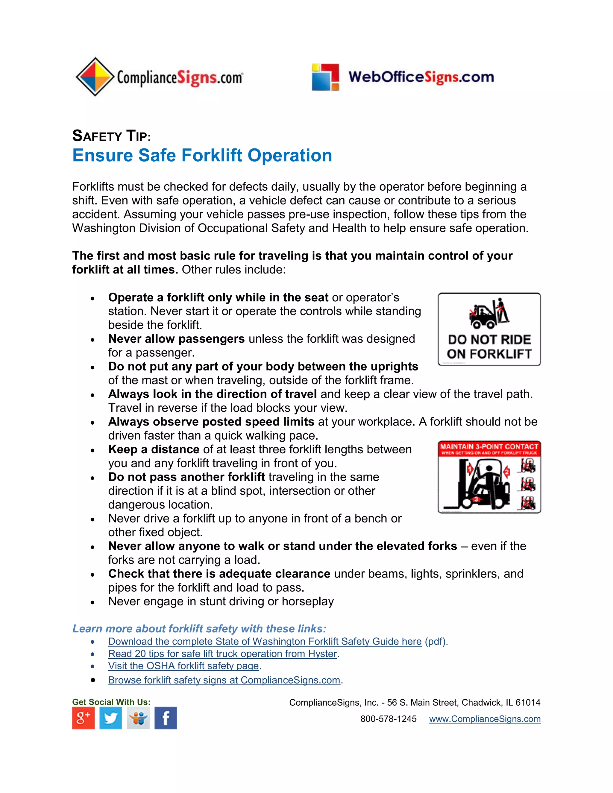 Safety Tip: Ensure Safe Forklift Operation | PDF
