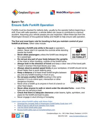 Safety Tip: Ensure Safe Forklift Operation | PDF