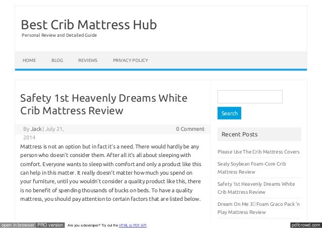 safety 1st heavenly dreams white crib mattress