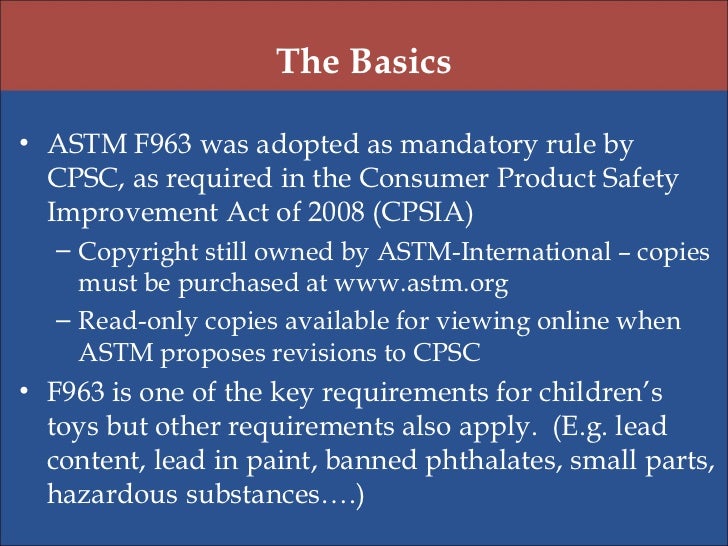 2012 CPSC Safety Academy ASTM F963 Toy Safety Standard