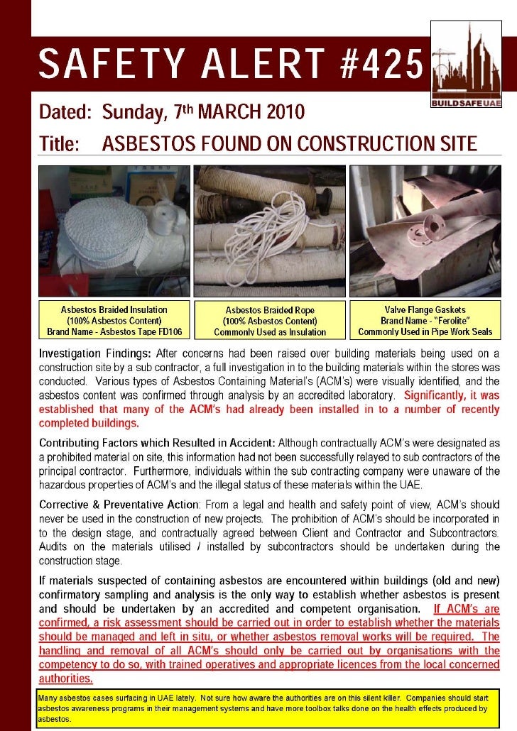 alert safety construction grinder asbestos site wheel slideshare found abrasive upcoming fatality