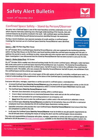 Safety Alert - Confined Space Entry | Standby Person/Observer