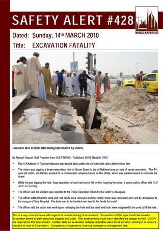 Safety Alert Excavation Fatality