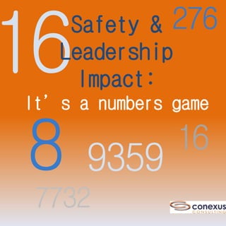 16Safety &
Leadership
Impact:
It’s a numbers game
8 16
7732
9359
276
 