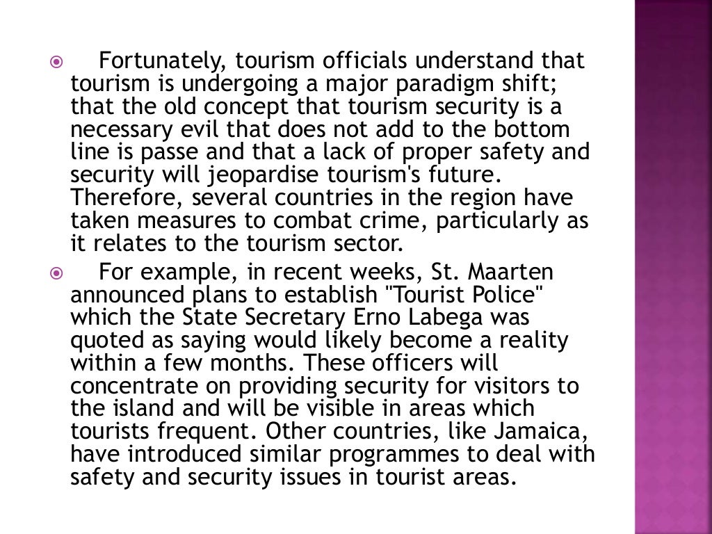 Safety and security in the tourism industry