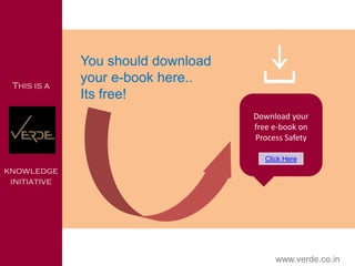 Download your
free e-book on
Safety Audit
Click Here
www.verde.co.in
You should download
your e-book here..
Its free!
This is a
knowledge
initiative
 