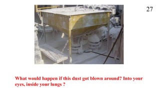 27
What would happen if this dust got blown around? Into your
eyes, inside your lungs ?
 