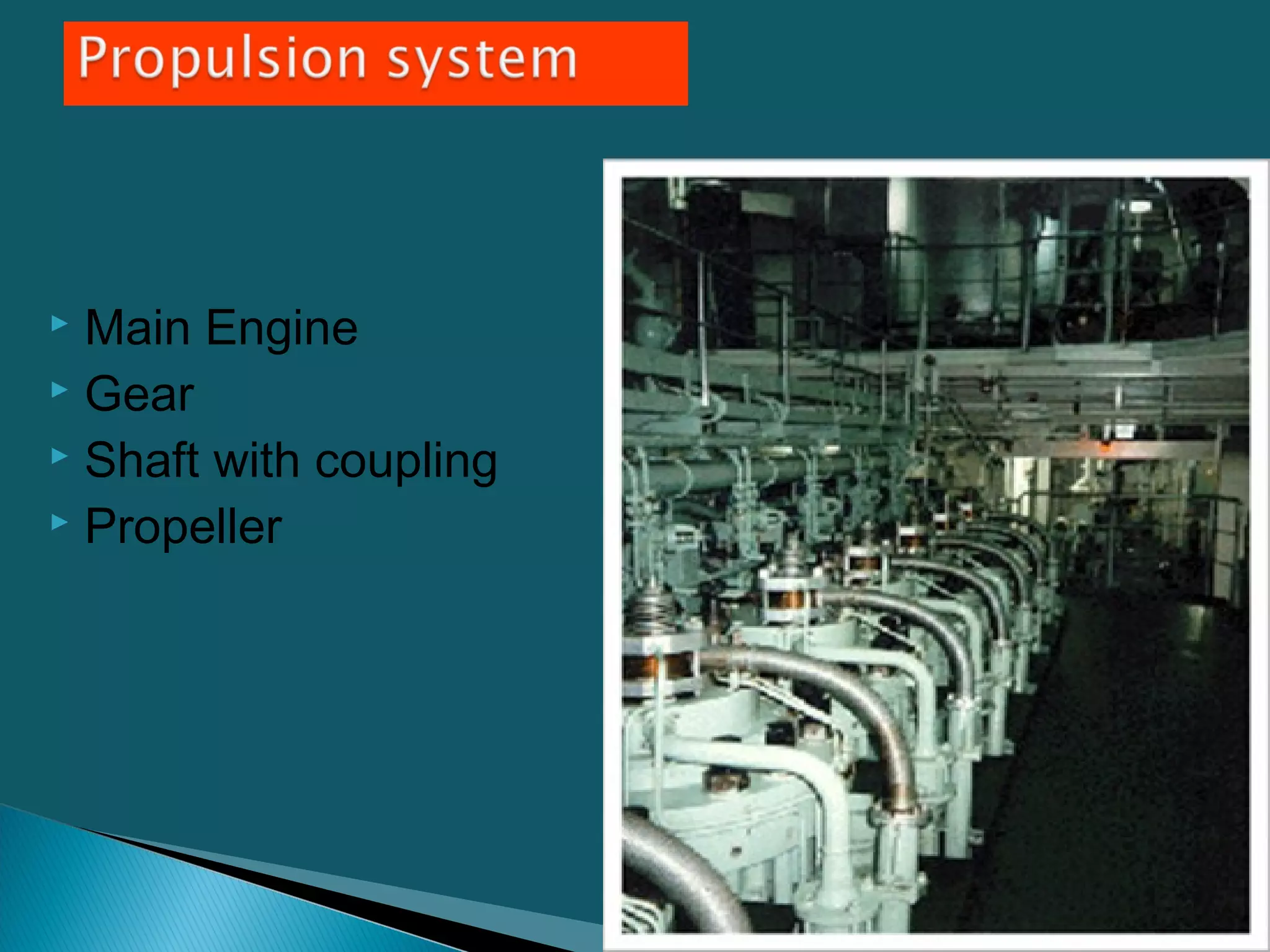  Main Engine
 Gear
 Shaft with coupling
 Propeller
92
 