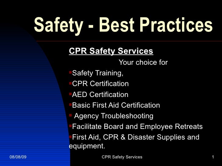 Safety Best Practices