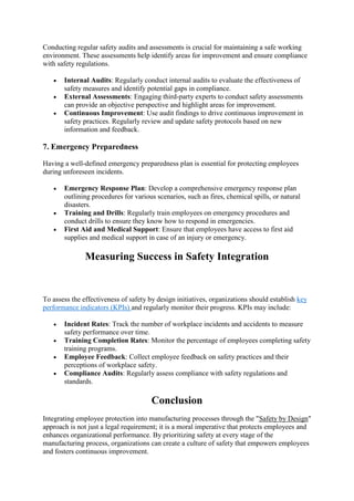 Safety by Design Integrating Employee Protection into Manufacturing ...