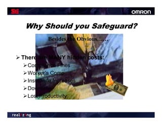Why Should you Safeguard?
           Besides the Obvious……
                       Obvious


 There are MANY hidden costs:
  Compliance Fines
  Worker’s Comp
  Insurance Increases
  Downtime
  Lost Productivity
 