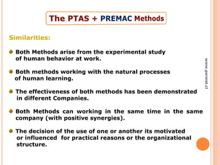 Similarities:
Both Methods arise from the experimental study
of human behavior at work.
Both methods working with the natural processes
of human learning.
The effectiveness of both methods has been demonstrated
in different Companies.
Both Methods can working in the same time in the same
company (with positive synergies).
The decision of the use of one or another its motivated
or influenced for practical reasons or the organizational
structure.
www.persist.cl
 