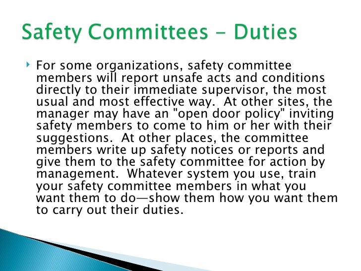 Safety committees duties 1