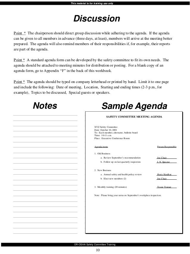 safety committee training osha safety meeting form
