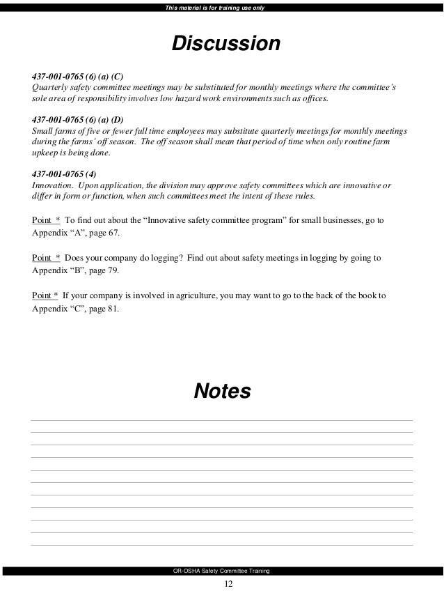 safety committee training osha safety meeting form