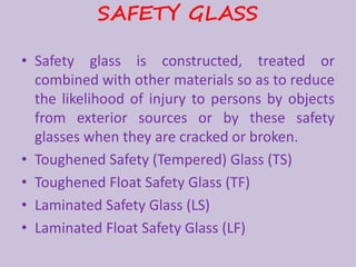 Safety considerations for use of glass in buildings | PPTX