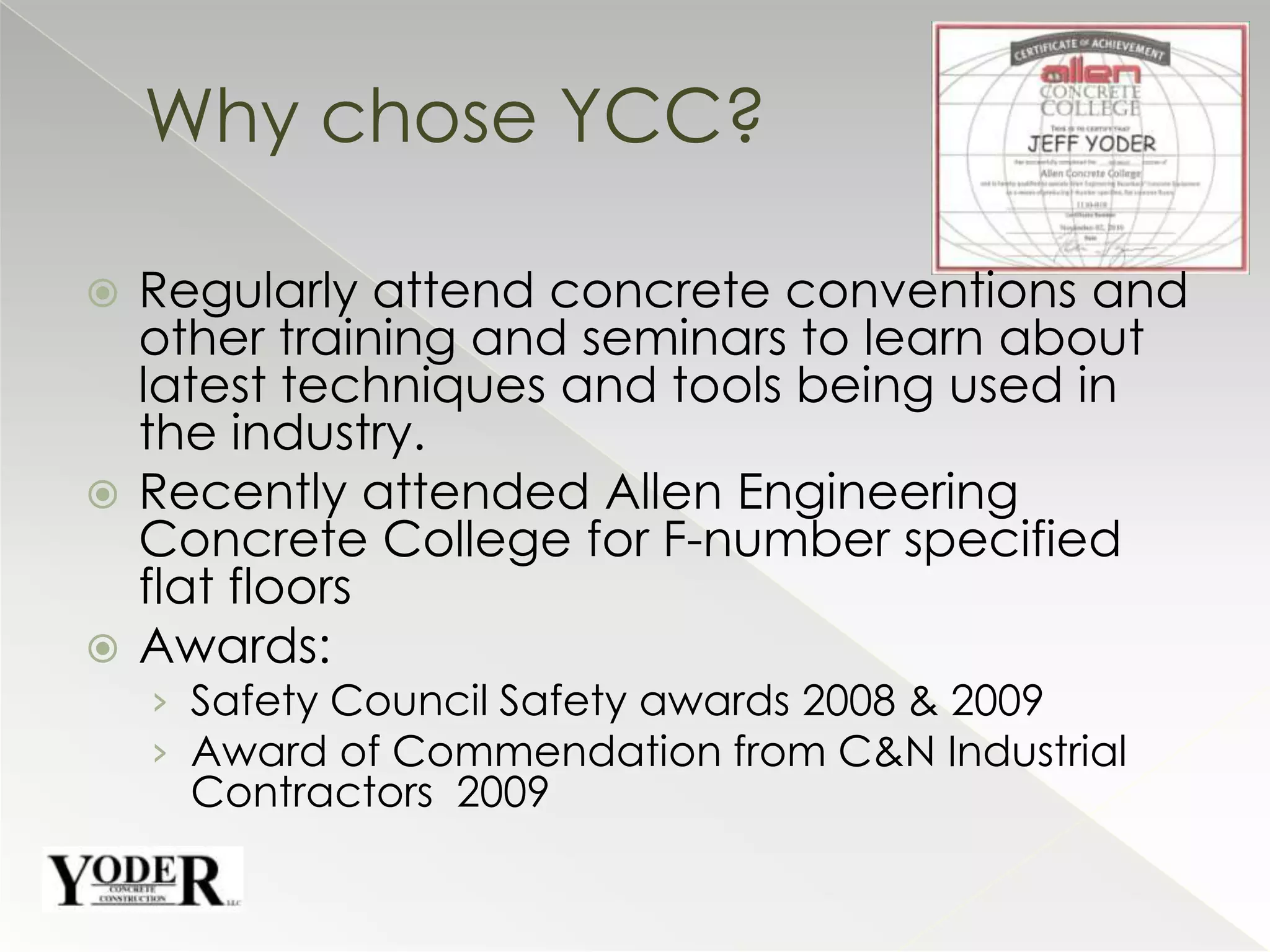 Certifications include: 